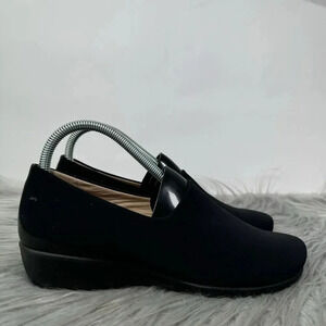 Ecco Felicia Shoes Womens Size 8 Black Stretch Leather Low Slip On